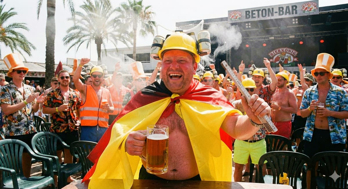 Mit deutscher Flagge als Umhang